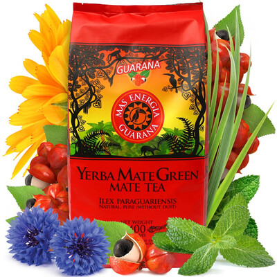YERBA MATE GREEN MAS ENERGIA GUARANA 400 g - MATE 